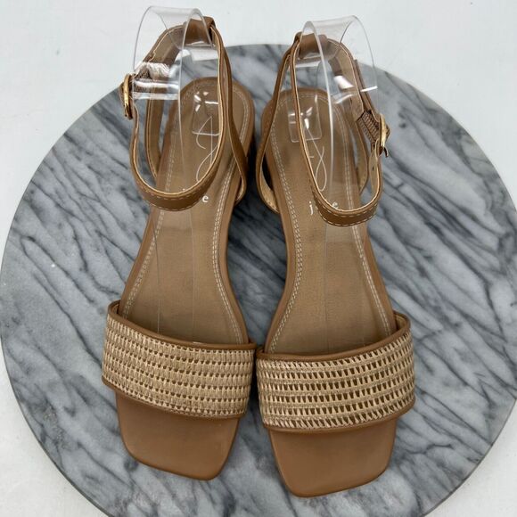 Joie Womens 6.5 Sandals Ivy Tan Boho Block Heel Ankle Strap Woven Faux Leather - Picture 7 of 11